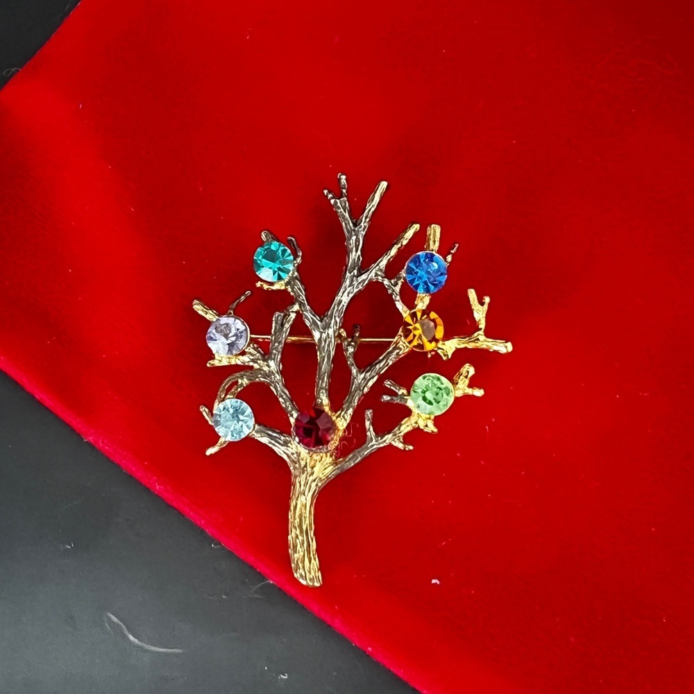 Colorful Sterling Silver Tree Brooch - Picture 6 of 7